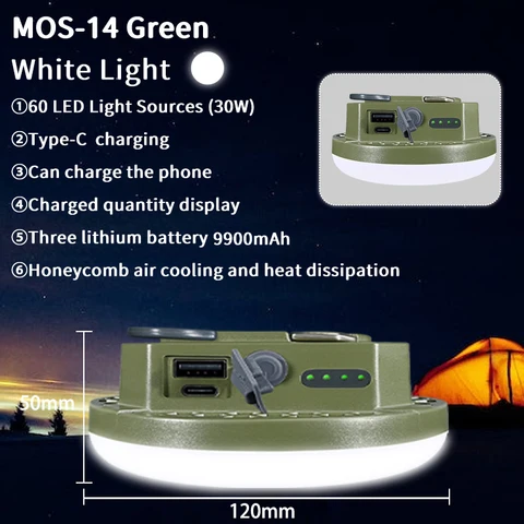 Портативный кемпинговый фонарь MOSLIGHTING 9900 мАч