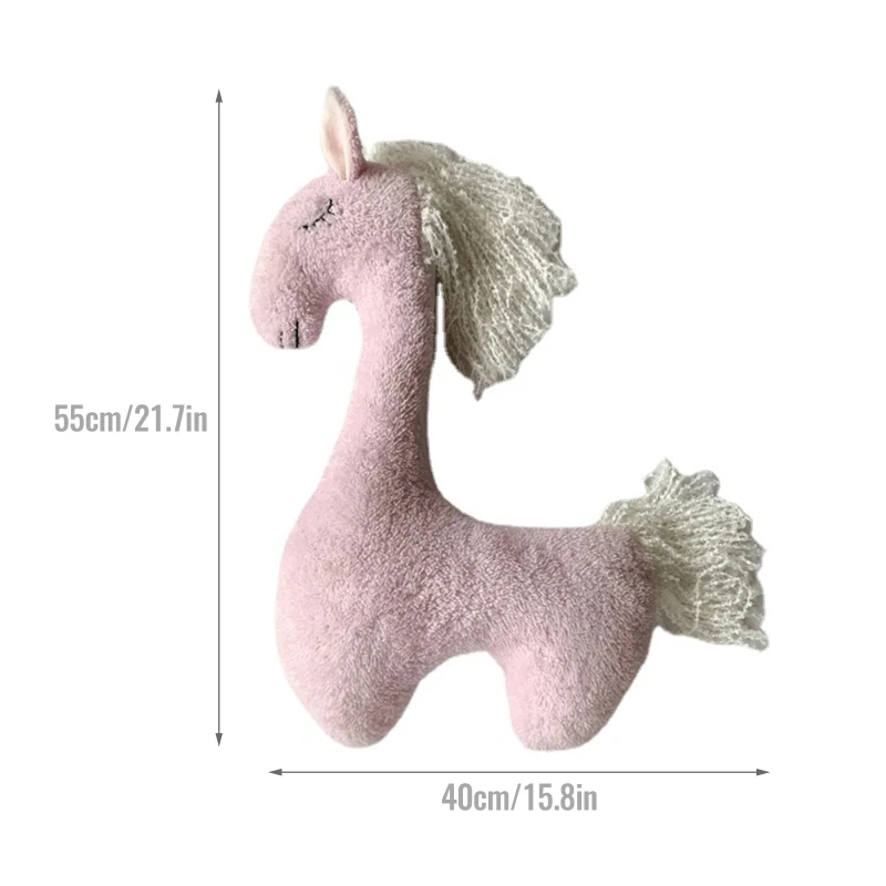 97BE Newborn Photography Posing for Pony Props Baby Photoshoot Horse for Doll Animal Infants Photo Toy