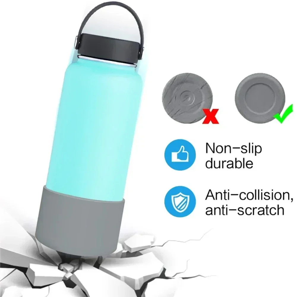 Funda de silicona para botella deportiva, cubierta de 7,5/9cm, almohadilla inferior, posavasos Universal, resistente al desgaste, 12 a 40oz