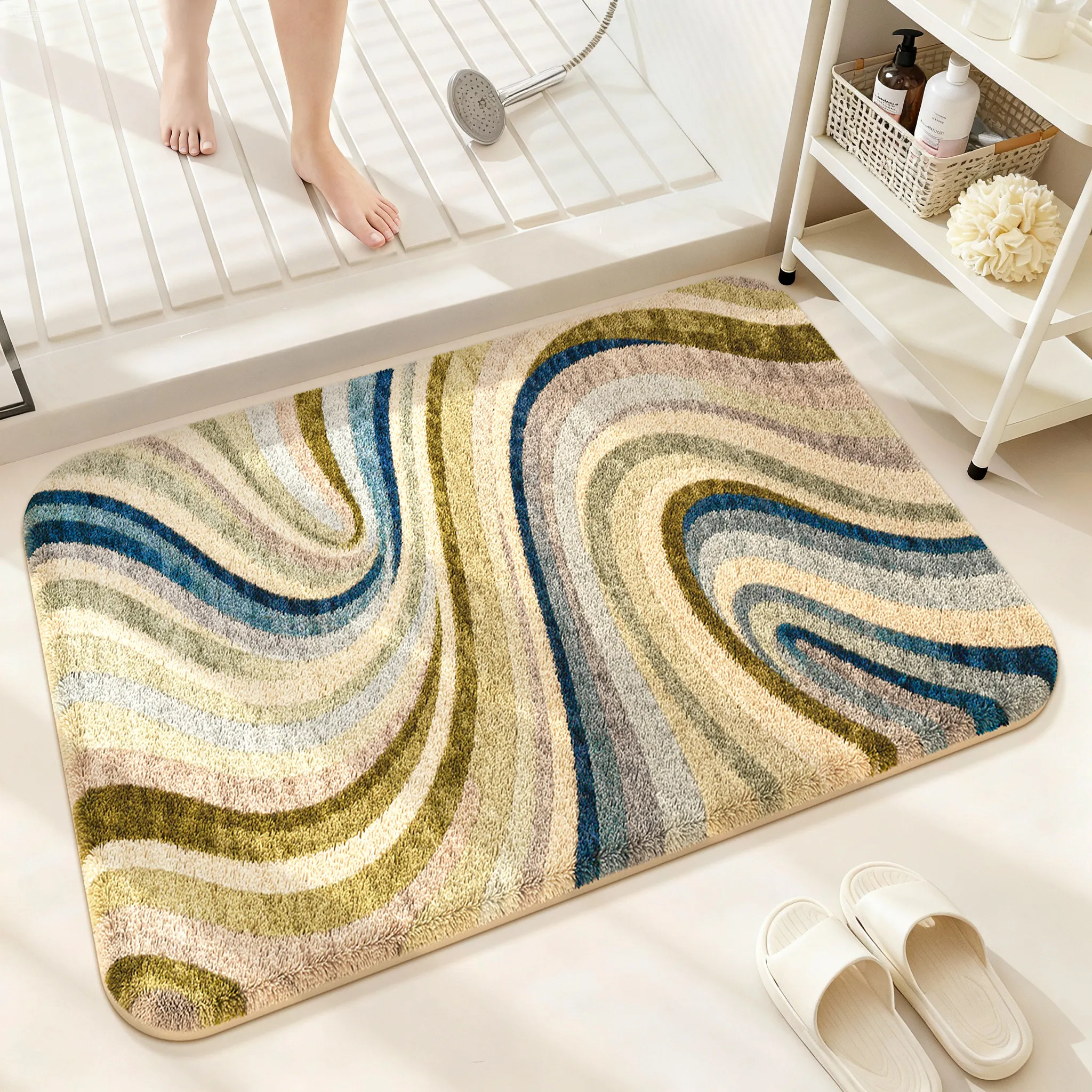 Imitation cashmere bathroom floor mat toilet toilet toilet door absorbent foot mat household quick-drying carpet