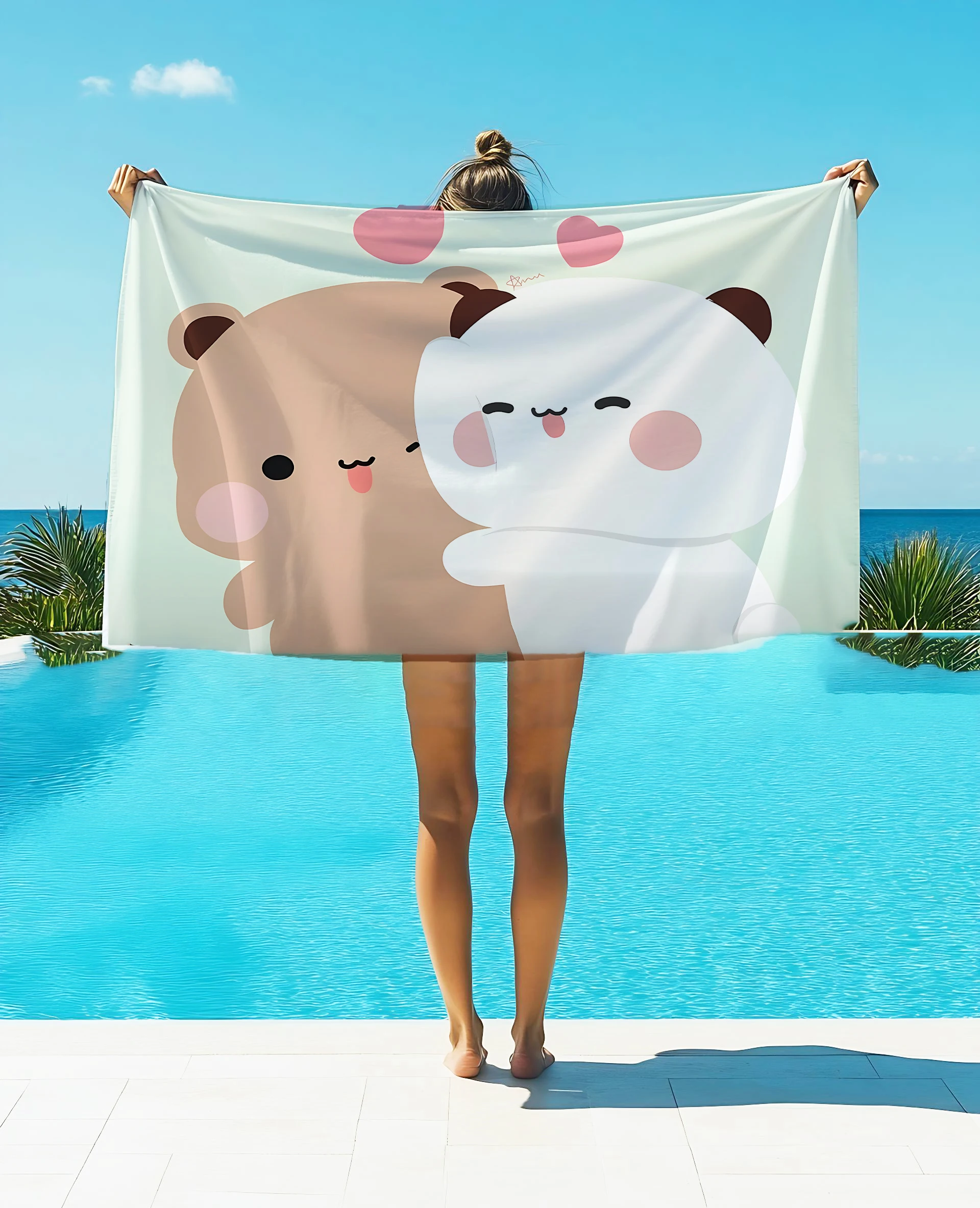1Pc Cartoon Print Bubu Dudu Microfiber Beach Towel Absorbent Quick Dry Soft Yoga Swimming Resort Mountain Climbing Towel