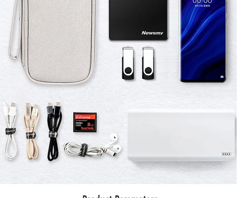 Reise-Organizer, Organizer für Elektronik-Zubehör, tragbar, wasserdicht, doppellagig, Aufbewahrungstasche für Kabel, Festplatte, Powerbank – Detail 12