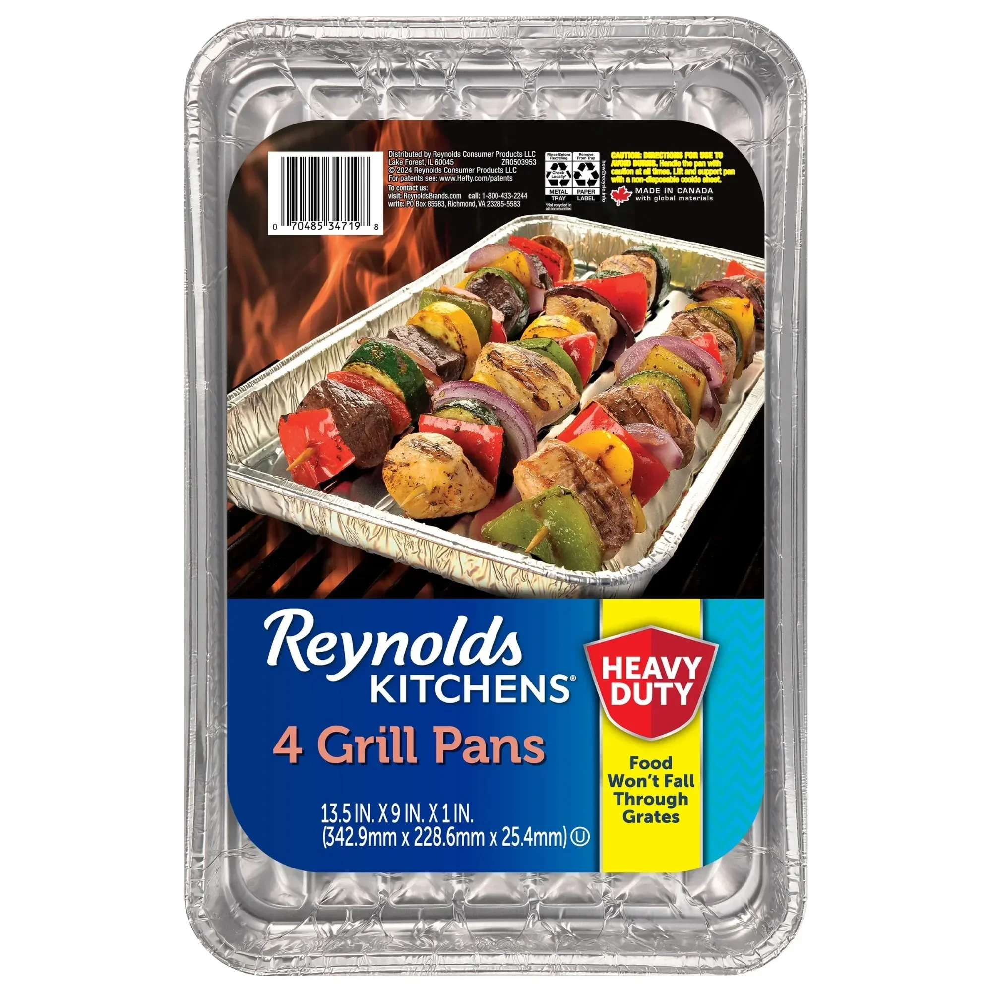 

(4 pack) Grill Pan, Slotted Aluminum Grill Pans, 13.5 x 9 inch, 4 Count