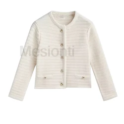 MD 2024 women's cardigan new style of Small fragrance button design texture knitted cardigan short jacket  kardigan damskie