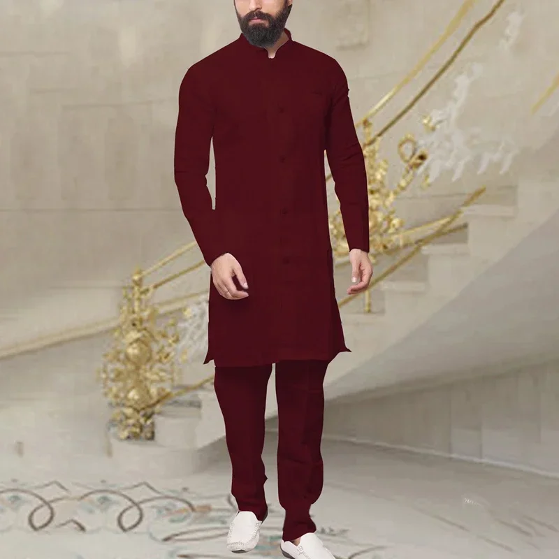 مسلم بوسانا الباكستانية العربية جامايكا ذكر طول خط الألوان الصلبة الملابس الإسلامية المغرب جديد 2024 كم طويل MN3