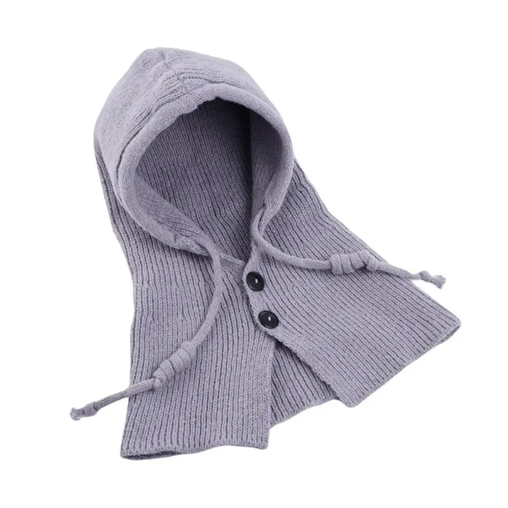 الشتاء موضة محبوك مقنعين قبعة المرأة رمادي غطاء الرقبة بالاكلافا بيني الكورية Y2k الصوف قطعة واحدة البلوز قبعة للسيدات