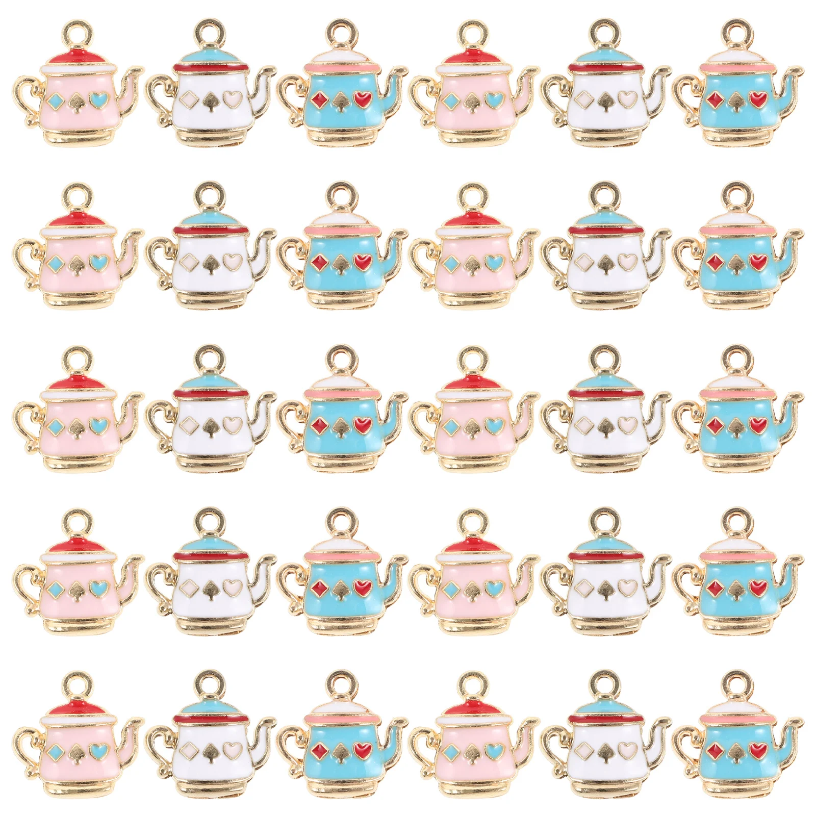 

60Pcs Enamel Teapot Charms Zinc Alloy Pendants DIY Jewelry Making Bracelets Necklaces Earrings Keychain Craft Accessories