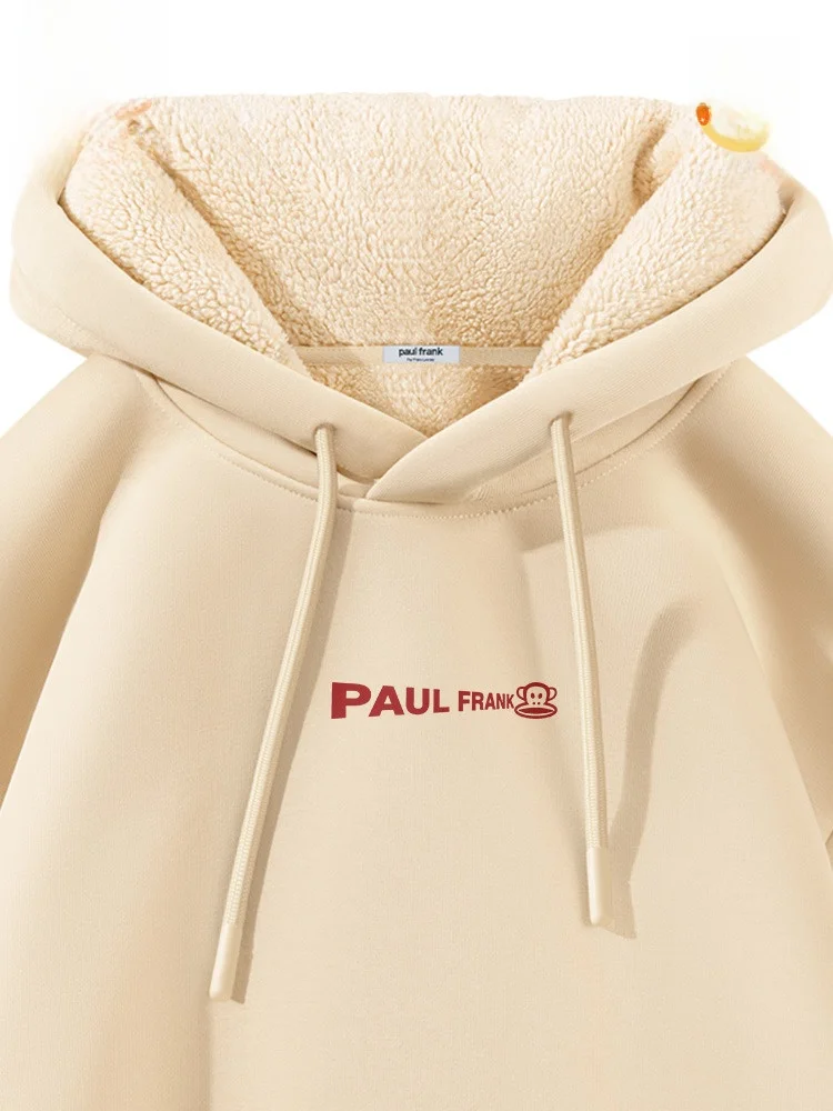 

Large Mouth Monkey Hooded Sweatirt ex Winter Thiened Loose Couple Outerwear Lamb Velvet Print Casual Sle