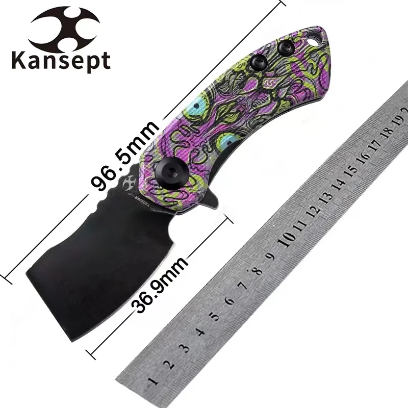 سكاكين الجيب Kansept T3030 1.45 بوصة شفرة كورفيد صغيرة 154 سم مع G10 مع أدوات كوخ مطبوعة مصممة سكاكين EDC للاستخدام اليومي