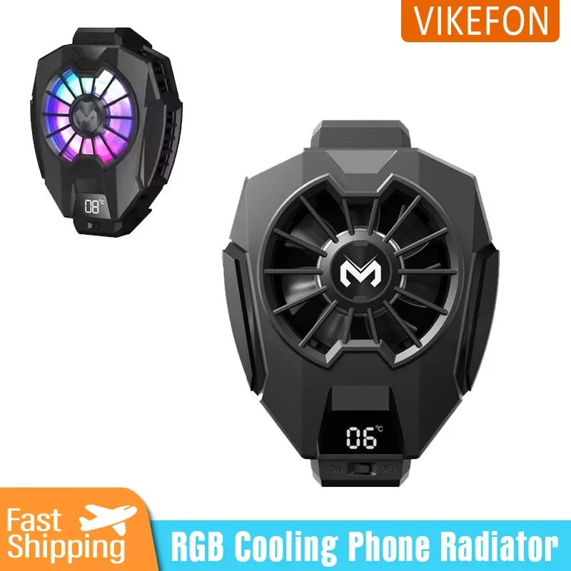 2 In 1 Mobile Phone Magnetic LED Display Fan Cooling Phone Radiator & RGB Light For Smartphones Genshin Impact PUBG Game Cooler