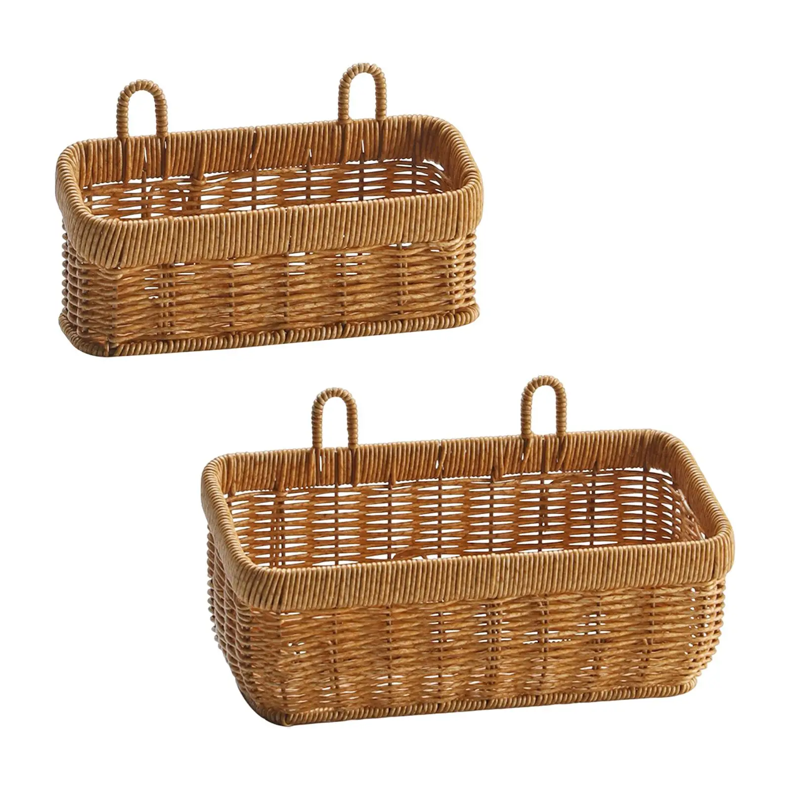 Plastic Woven Wall Hanging Basket Kitchen Storage Organizer for Fruit Vegetable Bread and Flowerpot Display