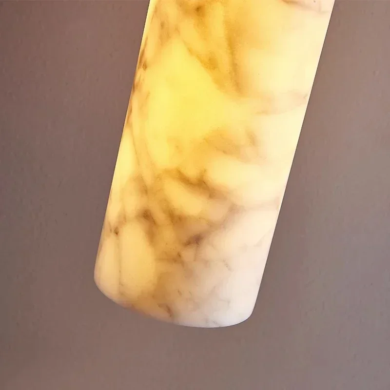 Spanish Marble Pendant Light Luxury Natural Veins Stone Copper Suspension Luminaire for Dining Kitchen Bar Bedside Hanging Lamp - view 2