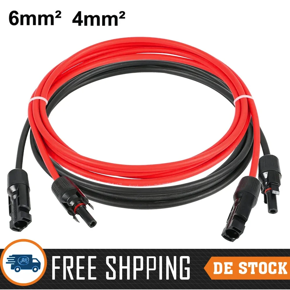 [Stock ue] 2 pièces 1M-10M 4mm2 6mm2 rallonge de câble solaire câble d'extension solaire adapté à tous les panneaux PV d'origine