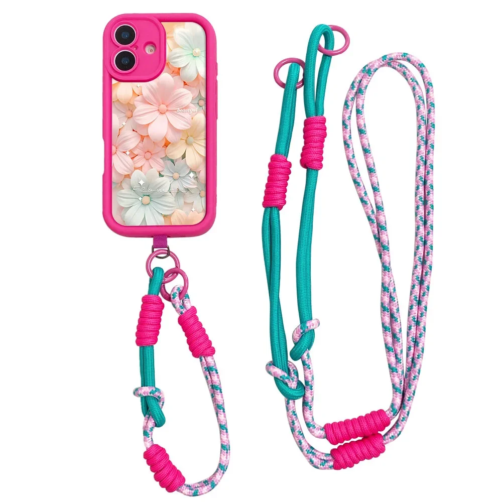 2025 Crossbody الحبل قلادة حزام الحال بالنسبة Xiaomi Poco X7 X6 F7 F6 M7 M6 F5 X5 X3 M3 Pro C55 C65 C75 C71 زهرة غطاء الهاتف