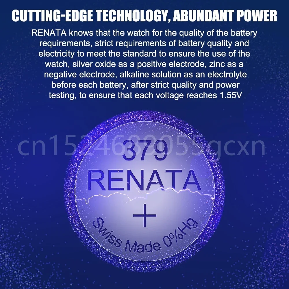 Renata 379 SR521SW AG0 D379 SR63 V379 1.55V แบตเตอรี่เงินออกไซด์สําหรับนาฬิกาของเล่นกล้องนาฬิกาปลุก Swiss Made ปุ่มเซลล์