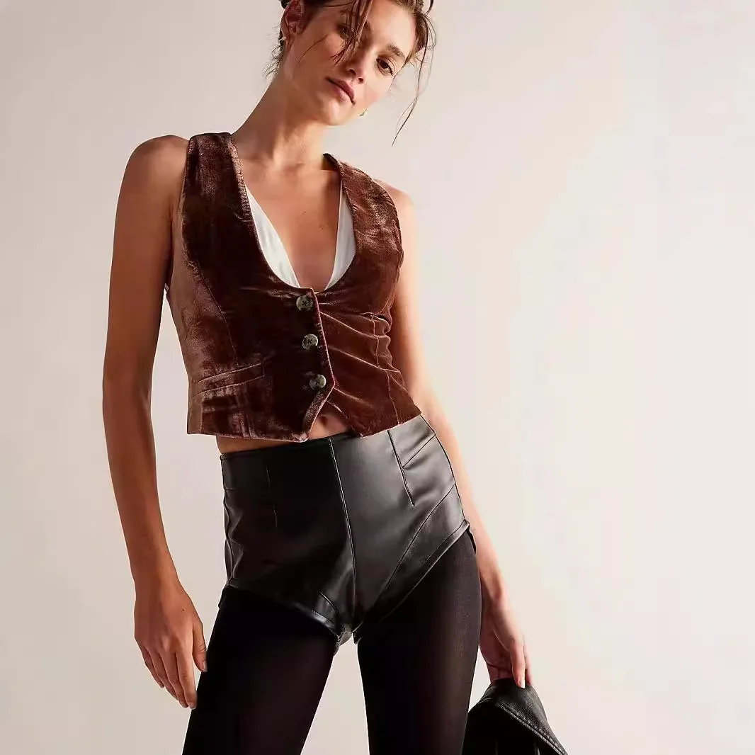 

Vests Waistcoats Thin Womens Duck Summer Crochet O-Collar Cropped Ribbed Lightweight Softy Plain Leisure Lovely Clubwear Sweet