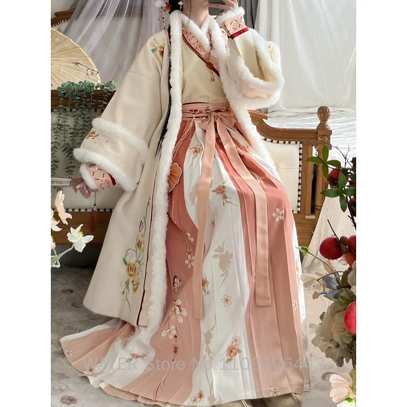 Wasser Winter Hanfu Frauen alten chinesischen traditionellen Stil Kleider Frau Kleidung weibliche Kostüm Cosplay China tragen Kleidung