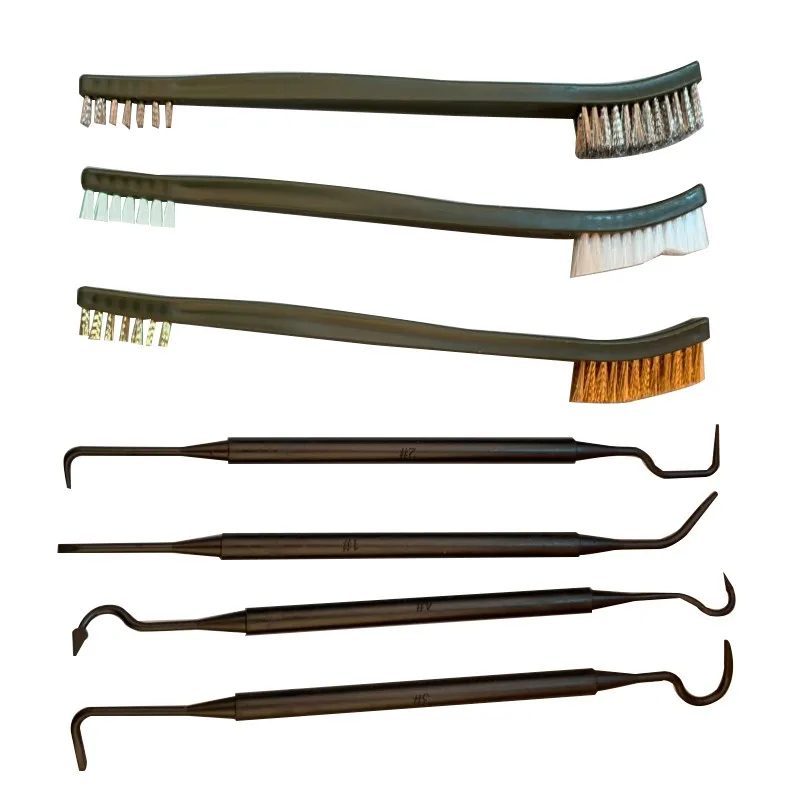 7pcs/Set Universal Hunting Gun Cleaning Accessories Kit Tactical Rifle Pistol Clean Tools 3pcs Steel Wire Brush 4pcs Pick Set