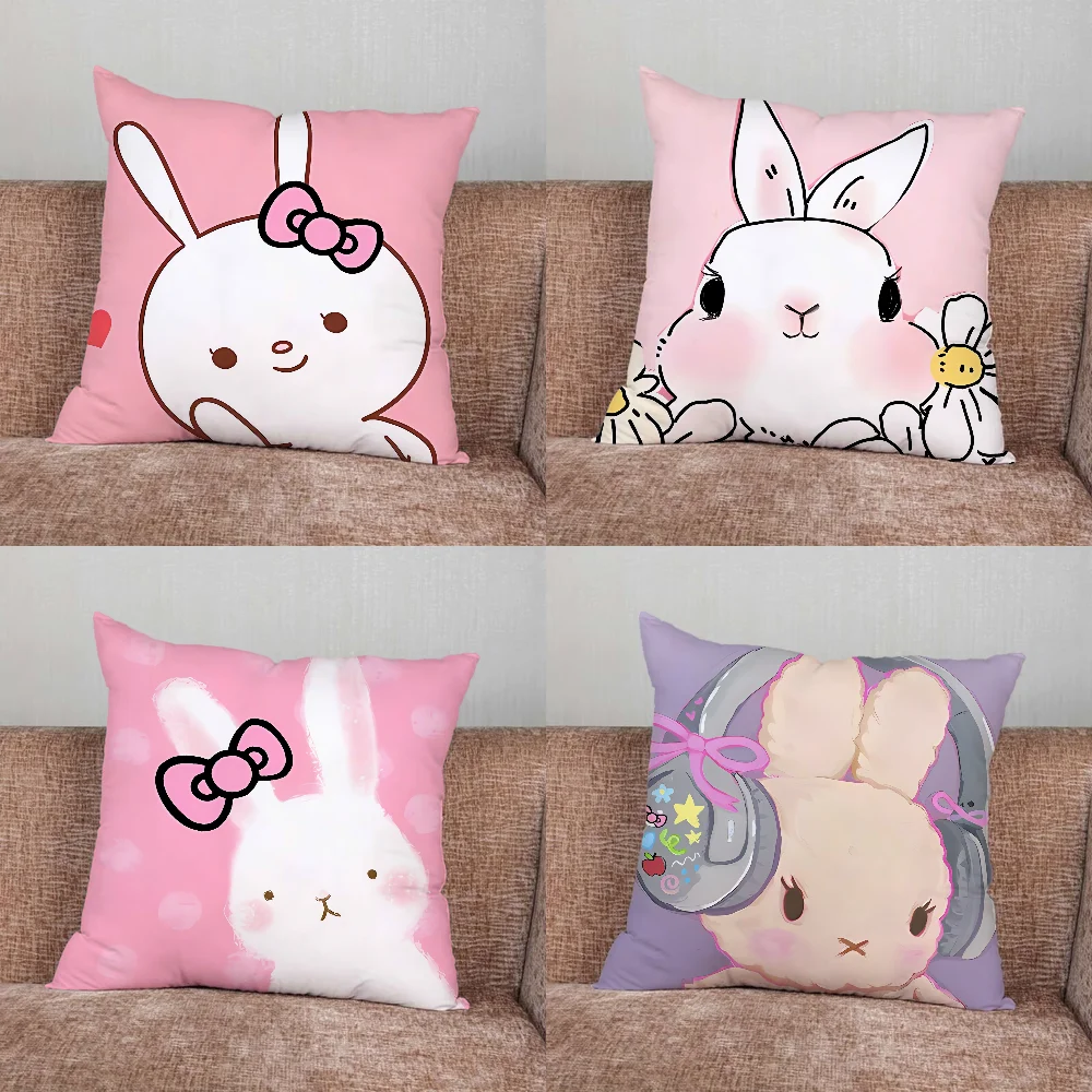 

Pink Cartoon Cute Rabbit Pillow Case For Home Bedroom Car Office Decoration Living Room Sofa Cushion Cover Suitable