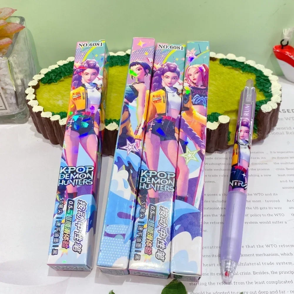 

6/12/18Pcs KPop Demon Hunters Rumi Black Ink Pen Blind Box Student Writinng Gel Pen 0.5mm Anime Figure Stationery Supplies