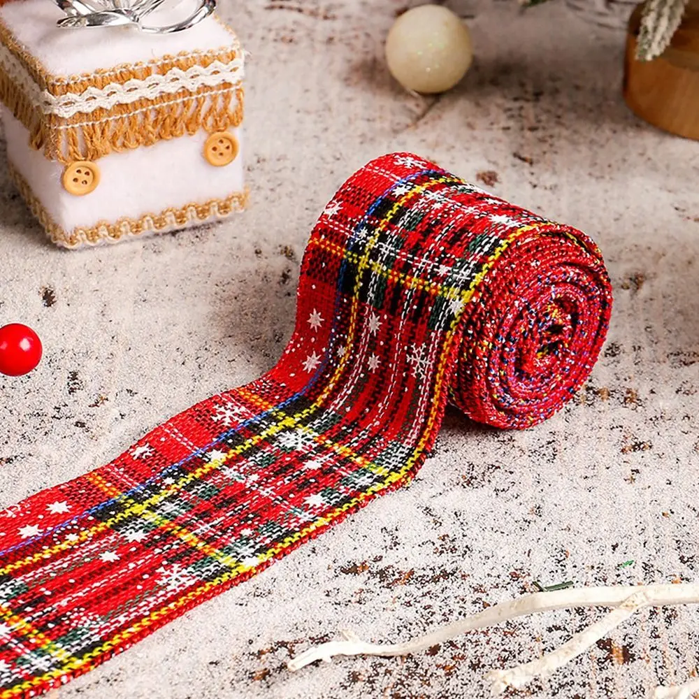 Grandes guingão fitas de natal diy grinalda elegante fitas coloridas embrulho de presente artesanal feliz natal decoração