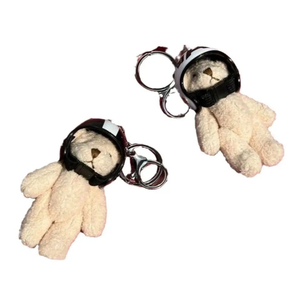 Unique The Four Limbs Moves Helmeted Bear Keychains Key Buckle Car Key Ornaments Plush Key Chain Bag Pendant PP Cotton Women