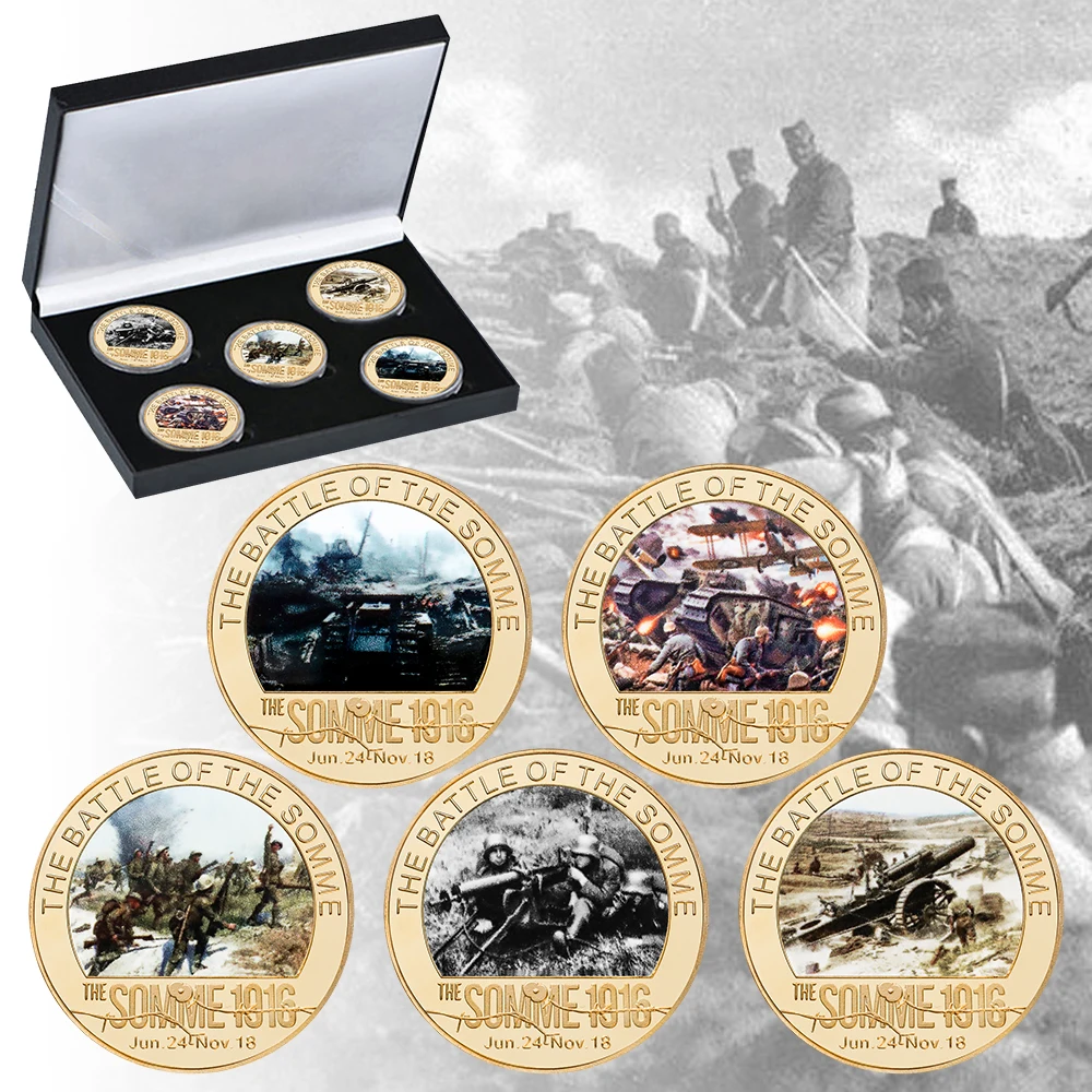 5-pcs-1916-batalha-de-som-moedas-comemorativas-conjunto-guerra-mundial-europeu-militar-desafio-moeda-medalhas-colecionaveis-lembranca-presentes