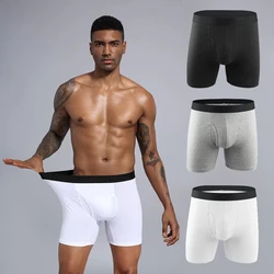 Long Boxer For Man Cotton Men's Panties Family Print Boxershorts Mens Open Front Underwear Sexy Male Underpants Shorts