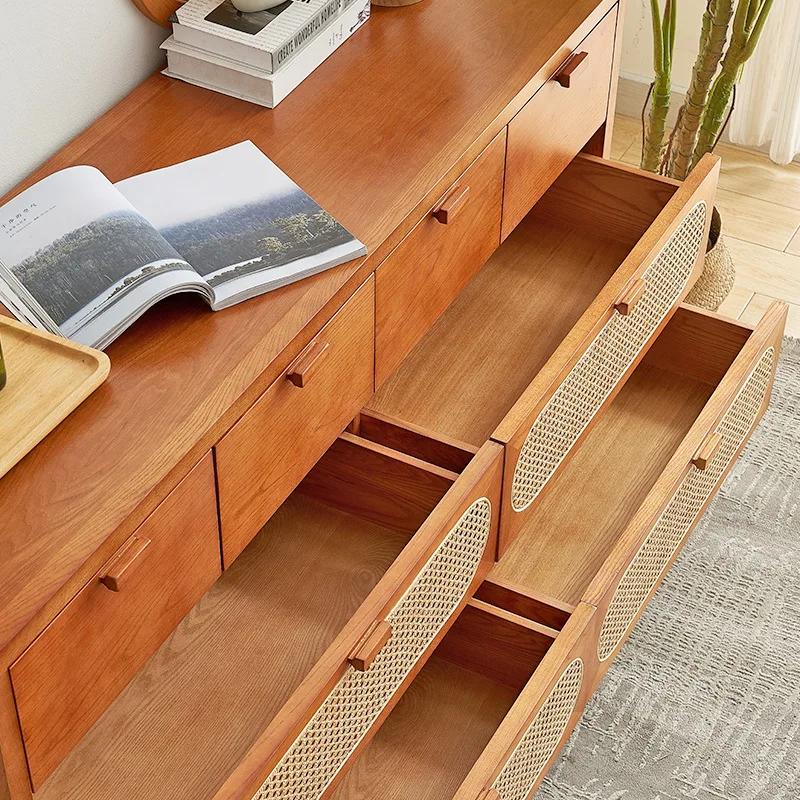 خزانة ذات درج عتيق لغرفة النوم مصنوعة من الخشب الصلب وخزانة تخزين متعددة الوظائف