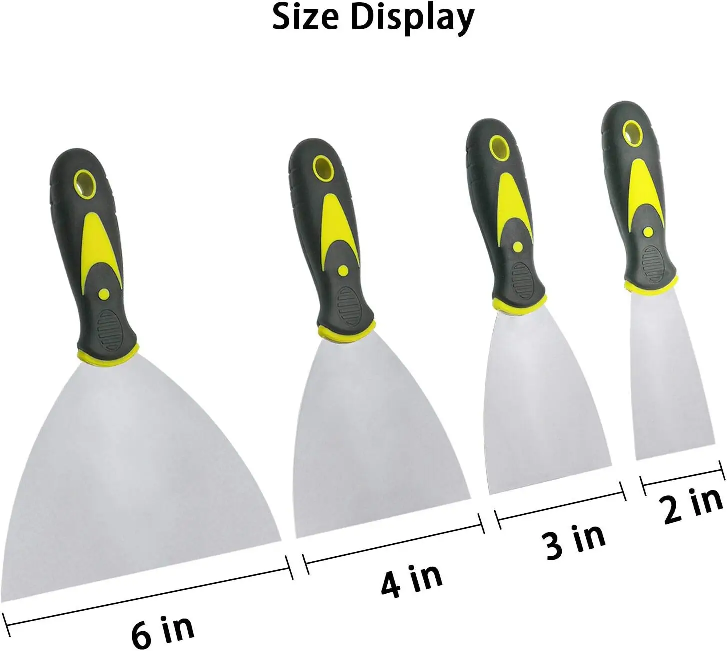 Spackle Putty Knife Set 4Pcs (2,3,4,6 inch) Metal Scrapers for Drywall Putty Decals Wallpaper Baking Patching and Painting