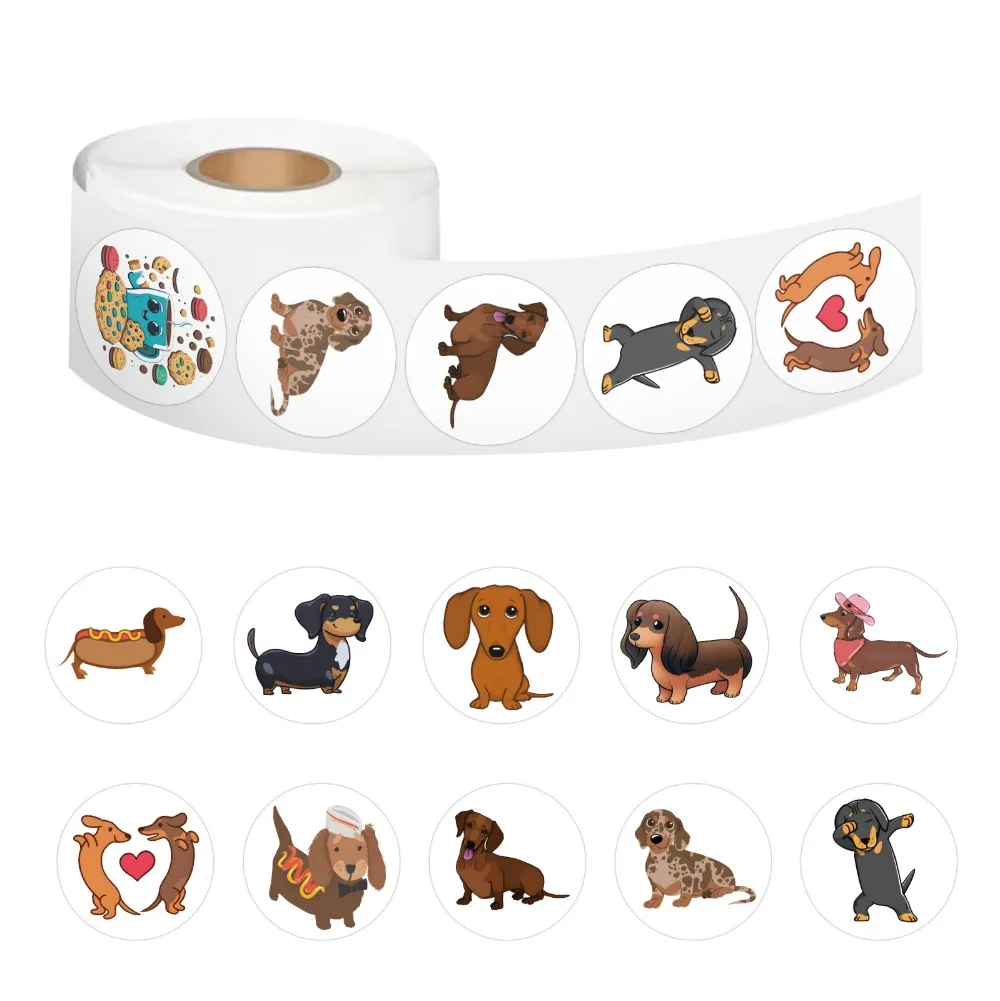 

500pcs Dachshund Dog Sticker Waterproof for On Laptop Suitcase Cute Animal Cartoon Rewards Hand Account Tape Seal Label Stickers