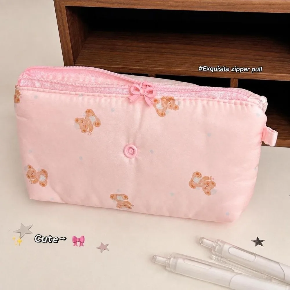 Japanese Butterfly Cat Print Pencil Case Large Capacity Flap Button-down Pen Bag Multifunctional Stationery Pouch Gift