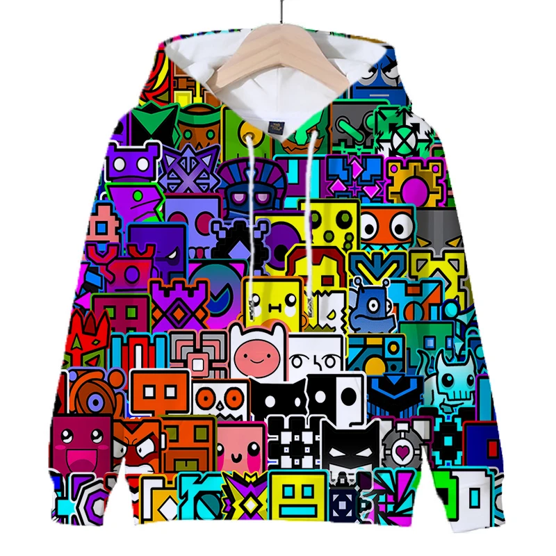 Game Geometry Dash 3d Print Hoodies Children Cartoon Sweatshirts Harajuku Kids Tops Boys Girls Long Sleeve Pullovers Sudadera