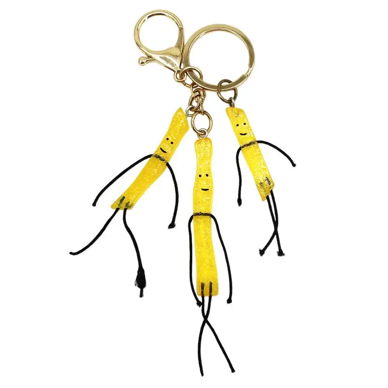 

French Fries Keychain Cartoon Fries Backpack Decoration Pendant Simulation Delicious Food Funny Keyrings Mobile Phone