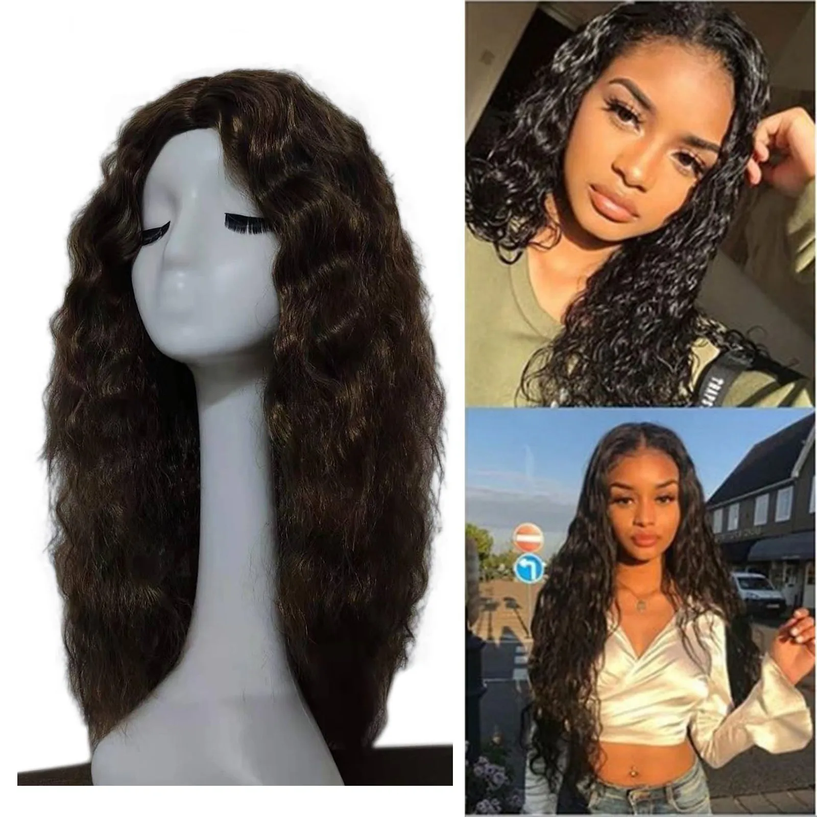 Peruvian Curly Human Hair Wig Glueless Lace Front Human Hair party supplies gift for guest