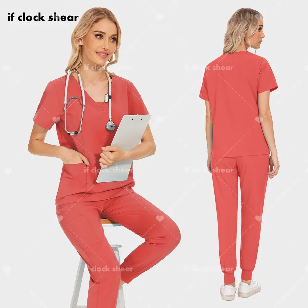 Surgical Uniforms Women Scrub Set Medical Nurse Uniforms Beauty Salon Spa Workwear Scrubs Top Pants Doctor Nursing Clinical Suit