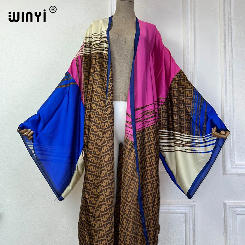 WINYI summer BOHO print beach cover up African women boho Cardigan Holiday boho clothing sexy Kimono vestidos para mujer