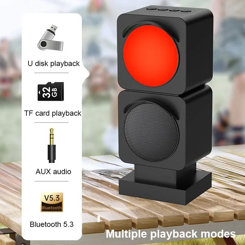 Traffic Light Bluetooth Speaker Desktop Computer Soundbox with FM Radio Function Large Volume HIFI Audio Support USB TF Card AUX