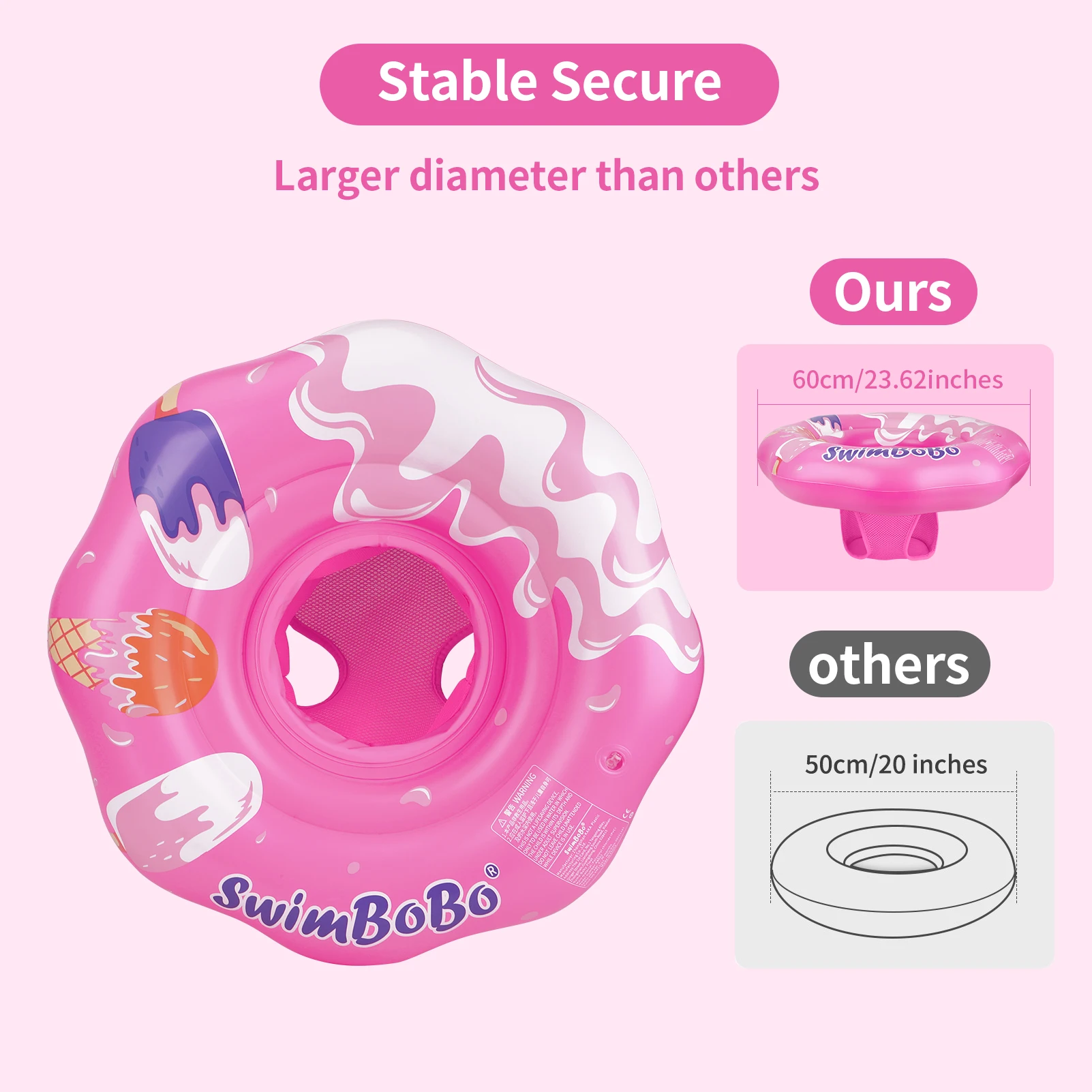 Swimbobo Pink Baby Seat Floating Ring Water Toy Children Thicken Safety PVC Inflatable Swimming Rings For Pool Summer Portable