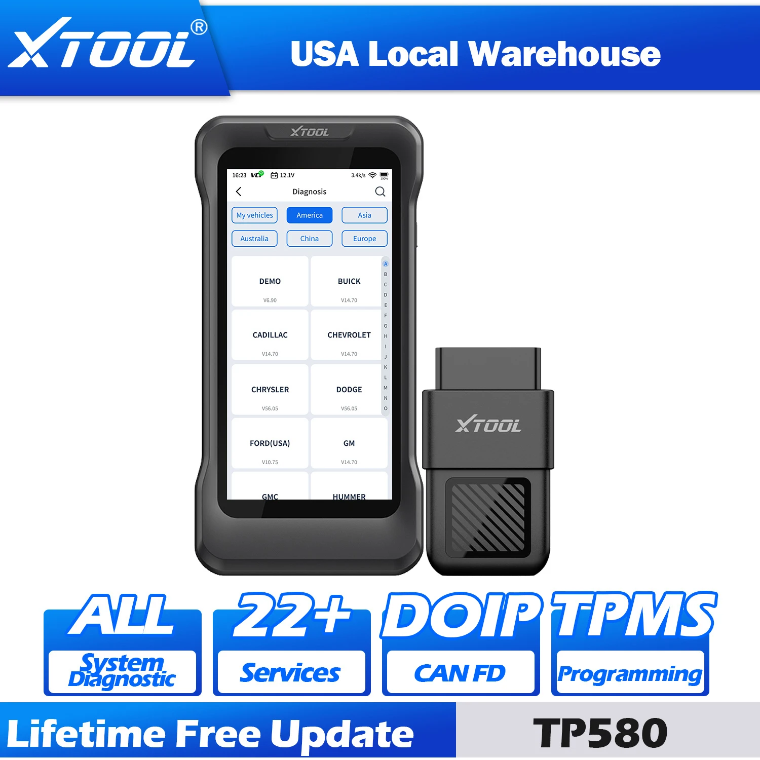 

XTOOL XTireProbe TP580: Инструмент для программирования TPMS, диагностический сканер для автомобилей, детектор давления в шинах, сканер всех систем автомобиля, 22 функции сброса