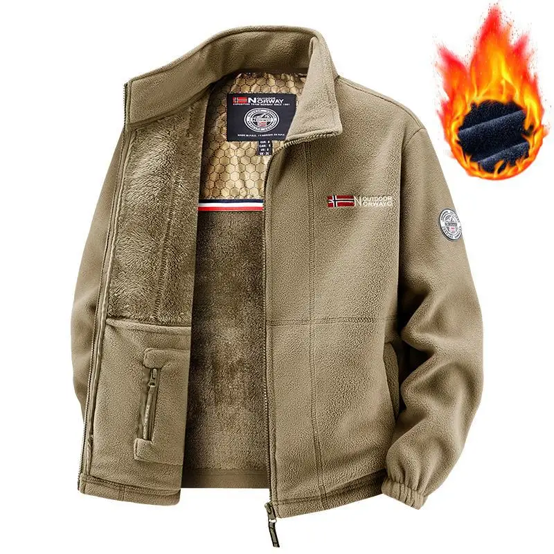 

Графеновая теплая зимняя флисовая куртка, мужская альпинистская куртка с двойным утолщенным карманом, уличная ветрозащитная лыжная толстовка с высоким воротником, пальто