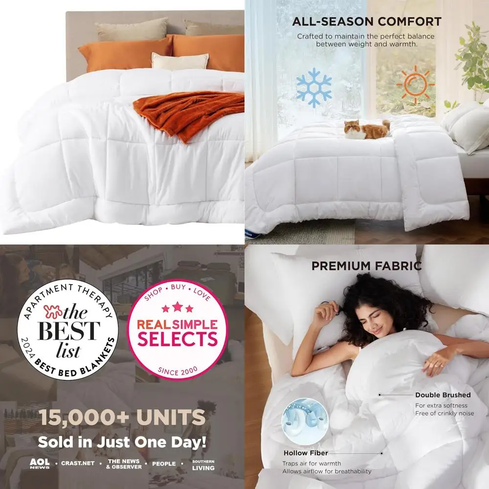

All Season Quilted Comforter Duvet Insert - Cal King Size, GentleSoft Down Alternative Bedding