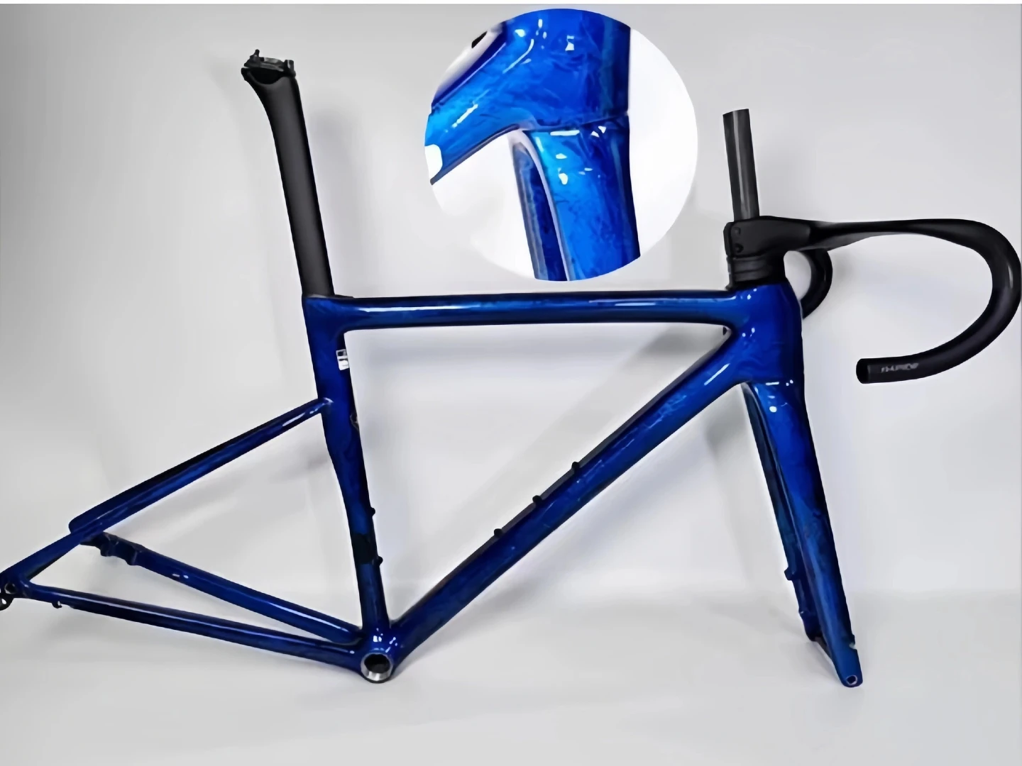 Blue Frozen Crack Paint Glossy Size 49 Carbon Road Bike Frameset with 400x750mm Handlebar, UPS Shipping