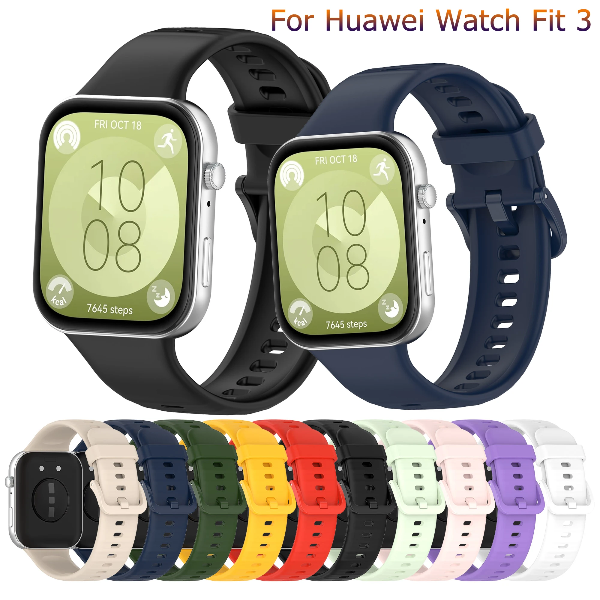 

New Soft Silicone Strap For Huawei Watch Fit 3 Colorful Buckle Bracelet wristband Belt For Huawei Watch Fit 3 Correa Accessories