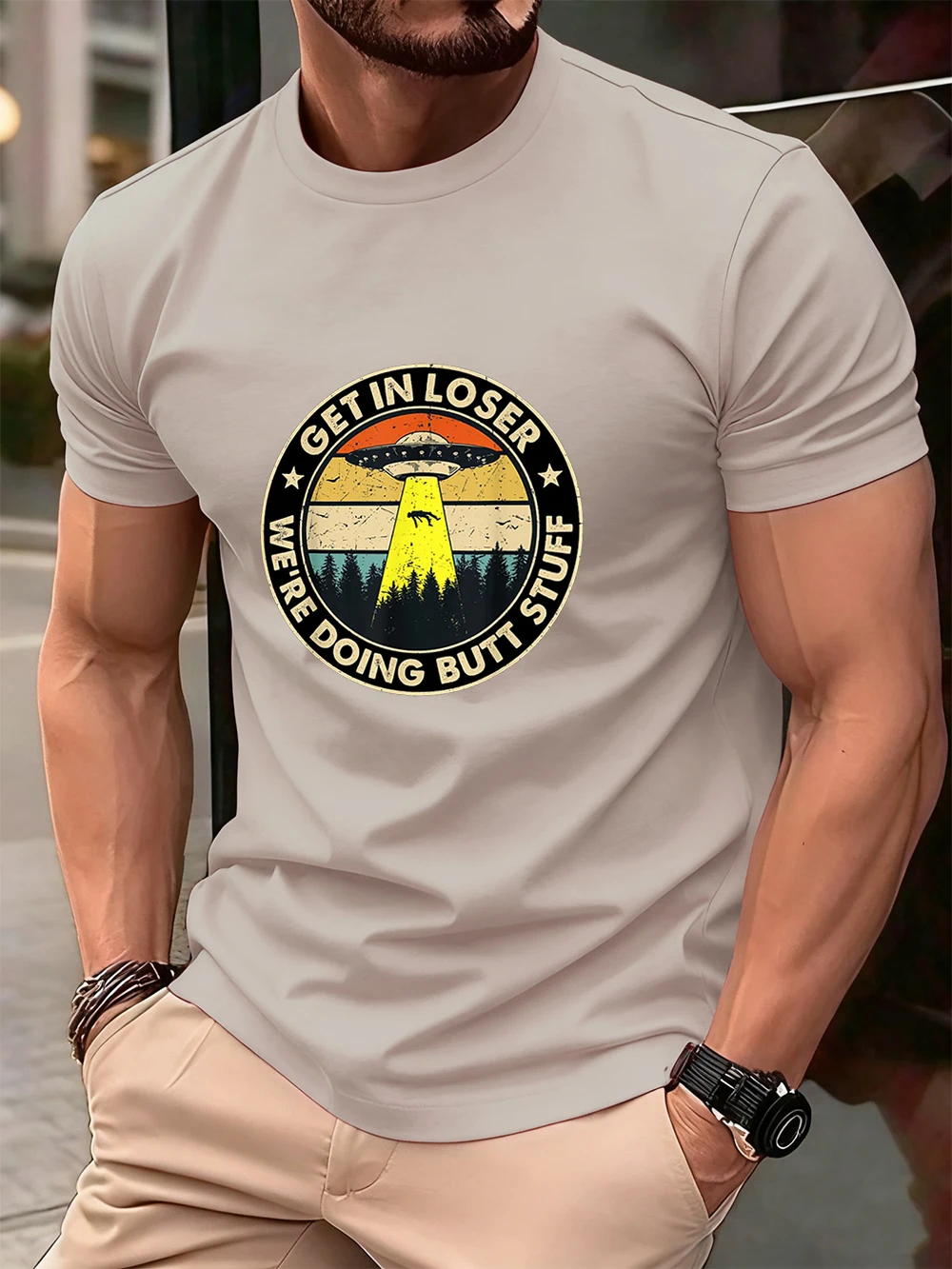 

Get In Loser Ufo Prints Men T-Shirt Cotton Summer O-Neck Short Sleeve Tops Comfortable Soft Oversized T Shirt Casual Clothes