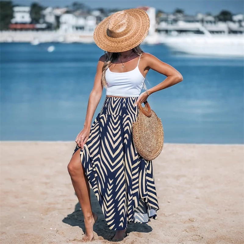 

Beach Skirt Casual Seaside Vacation Half Skirt Summer Holiday Outfit Women Fashion Boho Style Dress