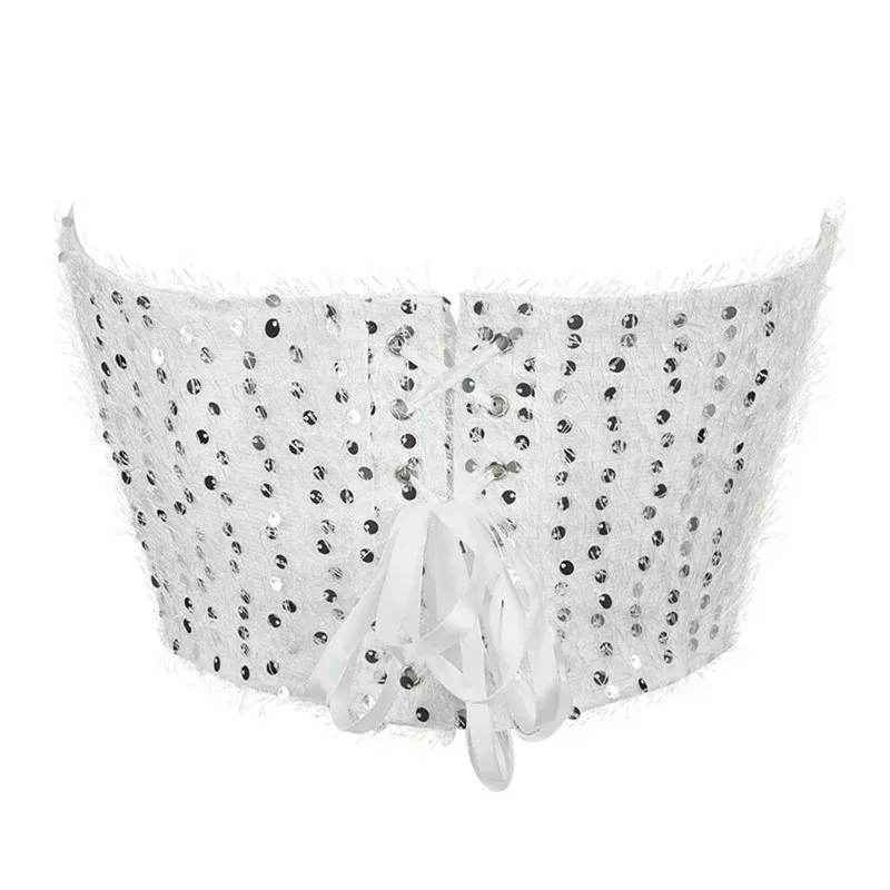 

asdh8@Sexy White Fiber Tight Corset Women's Underwear Short top Mesh Strapless CorseleCOSda@