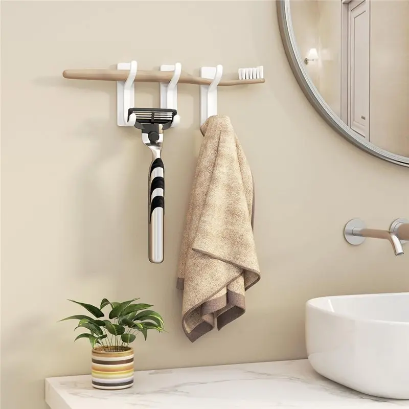 

Крючки для одежды N96R с клейкой основой — металлические крючки для полотенец, сумок, рюкзаков, одежды — накладные дверные вешалки, белые, 4 штуки, усиленные.