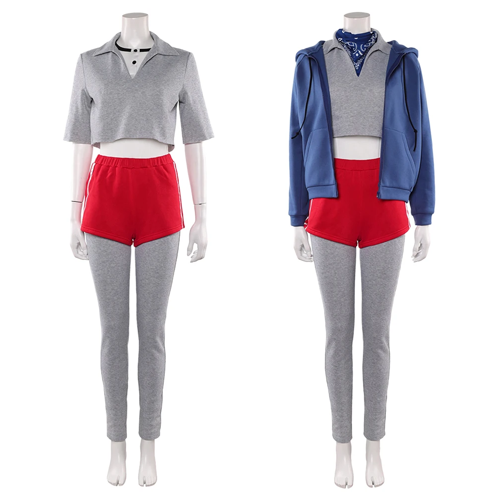 

Disguise TV ST 5 Eleven ​Cosplay Grey Clothes Set Blue Coat Costume Suit Outfits Halloween Clothing Uniform Women Carnival Party