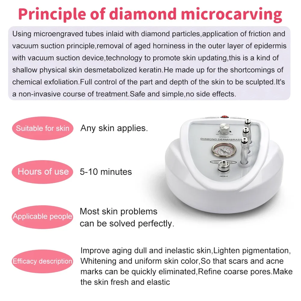 Máquina de microdermoabrasión de diamante 3 en 1, dermoabrasión profesional de alta potencia de succión, Peeling Facial para uso doméstico, máquina